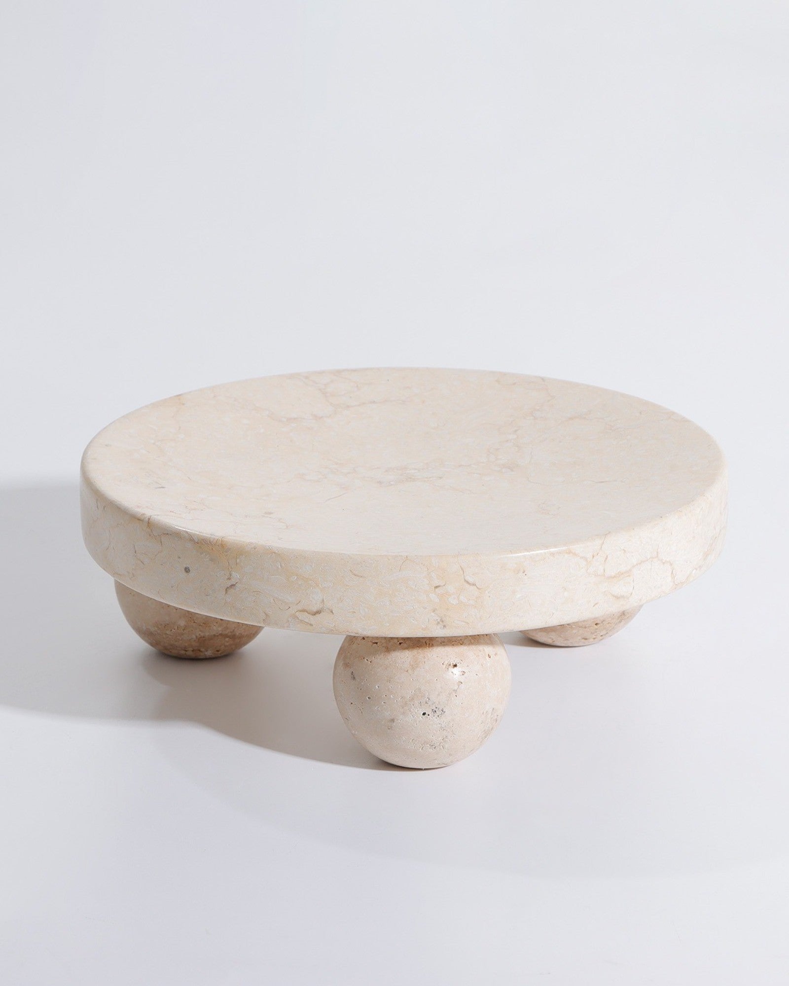 Wabi-Sabi Marmeren Plateau – Beige Rond – Decoratief Plateau-Plateau-Maeviaz-Maeviaz