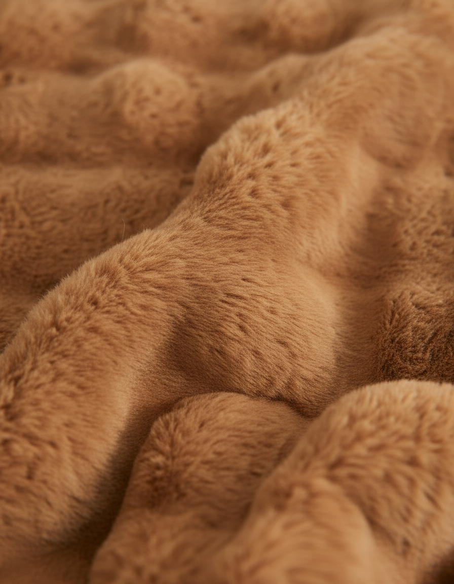 Fluffy Plaid met Structuur – Zachte Fleece Deken Bruin