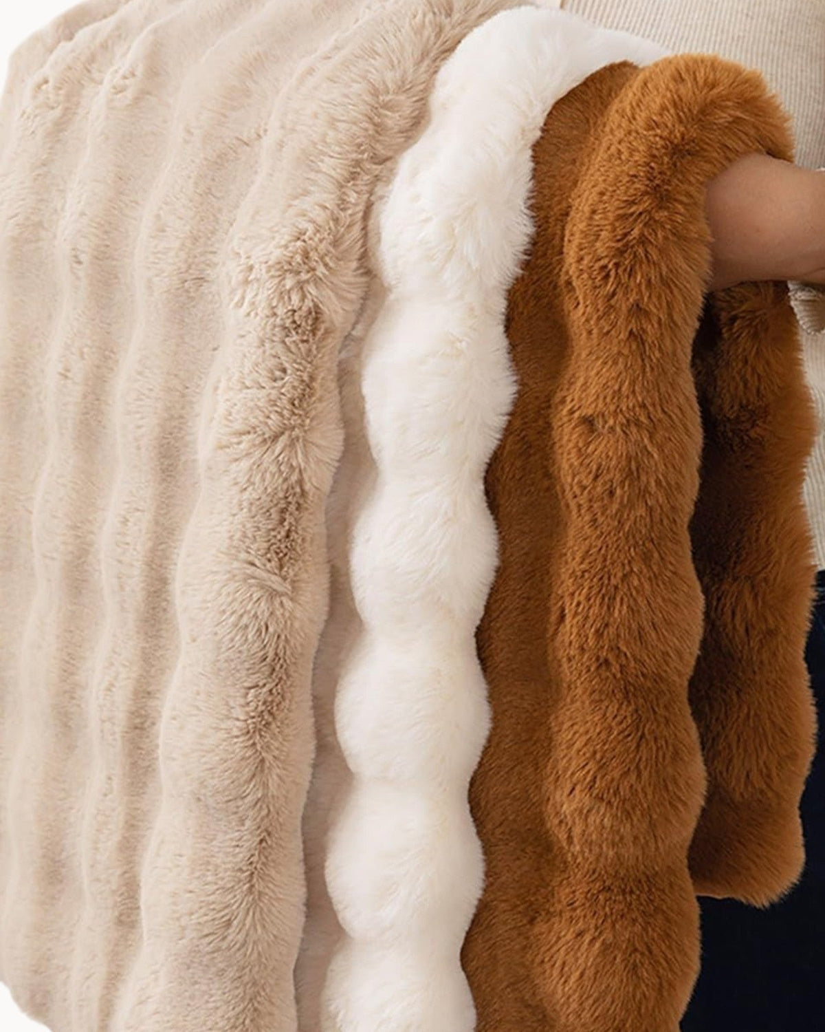 Fluffy Plaid met Structuur – Zachte Fleece Deken Bruin-Fleece Dekens-Maeviaz-Maeviaz