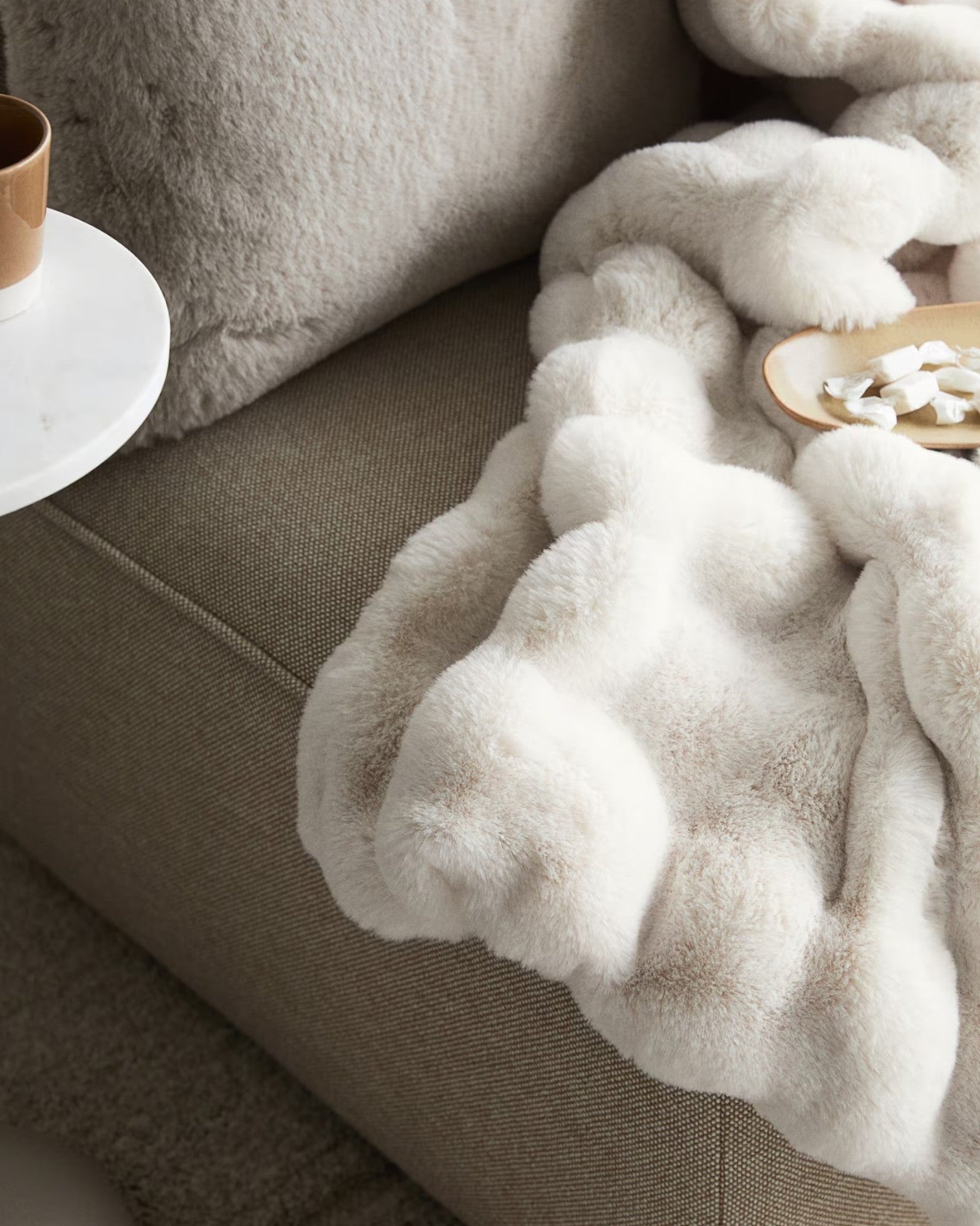 Fluffy Plaid met Structuur – Zachte Fleece Deken Wit-Fleece Dekens-Maeviaz-Maeviaz