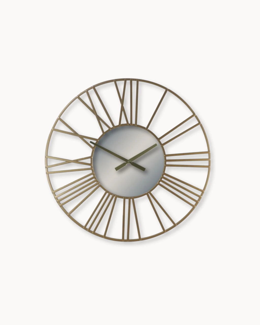 Gouden Wandklok met Romeinse Cijfers en Spiegel-Wall Clock-Maeviaz-Maeviaz