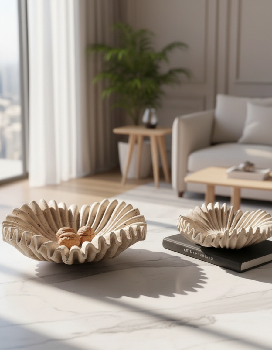 Marmeren Plateau – Wabi-Sabi Stijl Beige Retro Decoratief Dienblad