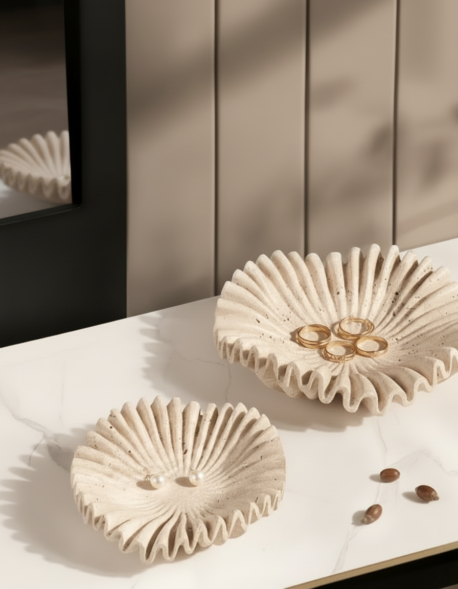 Marmeren Plateau – Wabi-Sabi Stijl Beige Retro Decoratief Dienblad