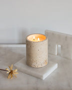 Travertin Marmeren Kaars – Natuur Beige Pot – Handgemaakt-Kaars-Maeviaz-Maeviaz
