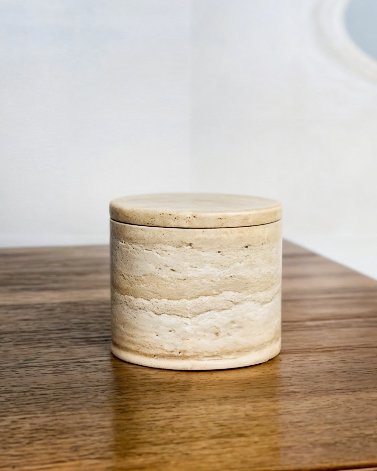 Travertin Natuursteen – Ronde Bewaarpotten van Marmer – Keukenopbergers-Decoratieve Opbergdozen-Maeviaz-Maeviaz