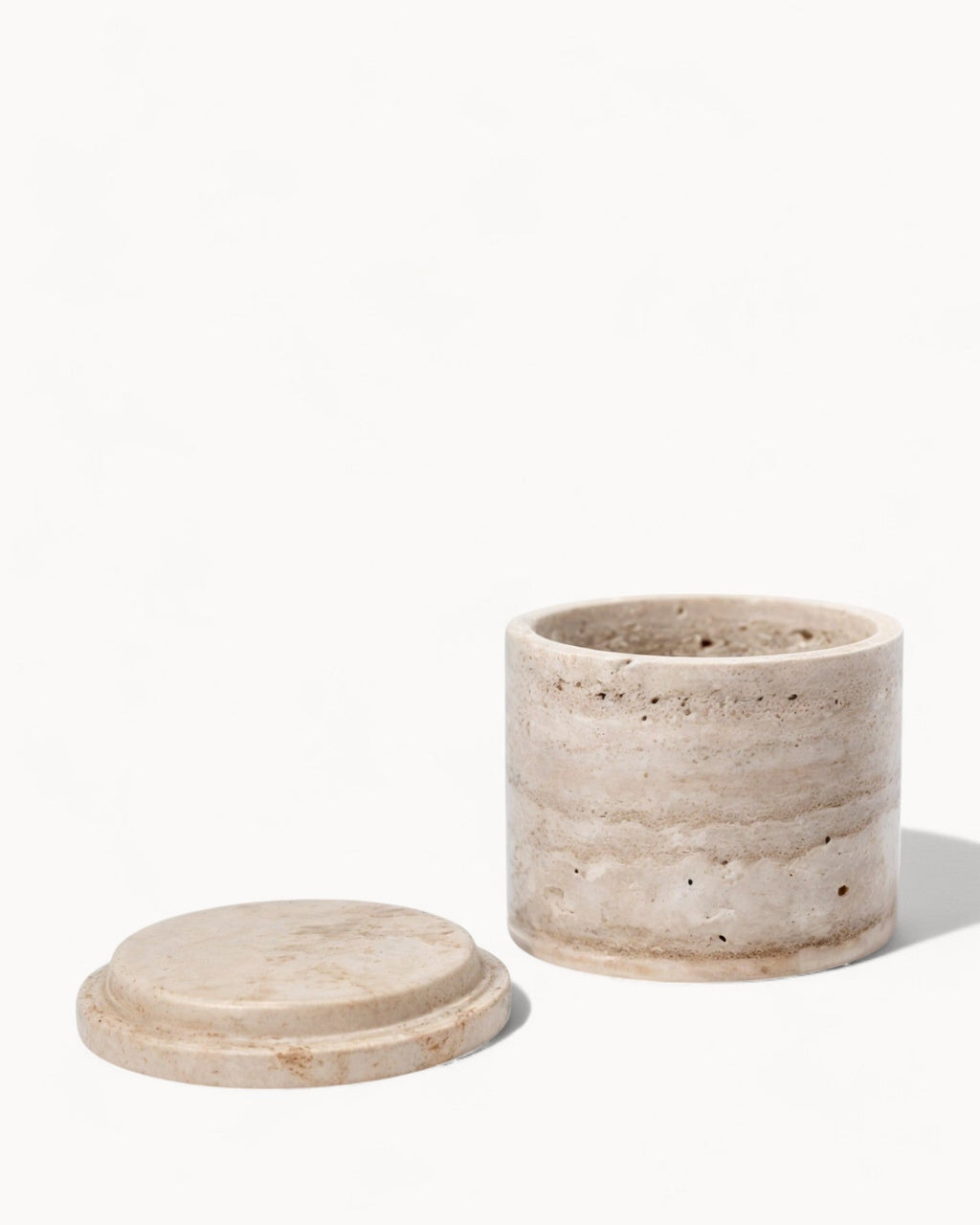 Travertin Natuursteen – Ronde Bewaarpotten van Marmer – Keukenopbergers-Decoratieve Opbergdozen-Maeviaz-Maeviaz